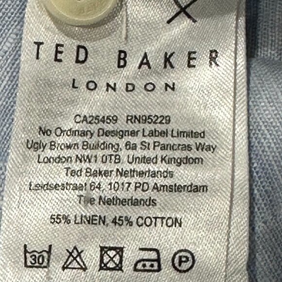 Ted Baker London Linen Cotton Blend Short Sleeve Button Down Casual Shirt 5 (XL) - Picture 6 of 7